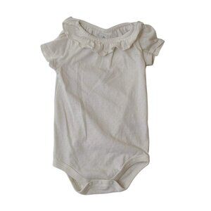 Garanimals Baby Girl White Short Sleeve One Piece Bodysuit Ruffle Collar 12M